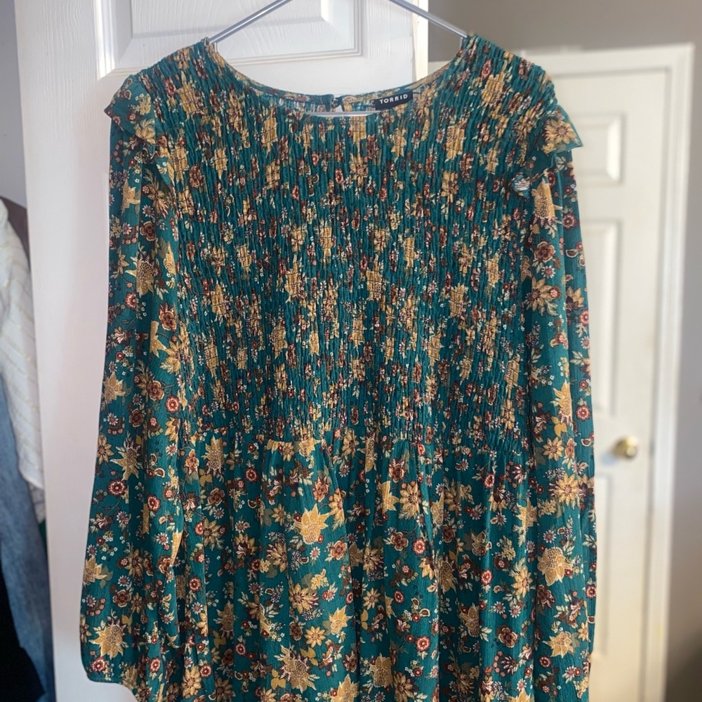 Floral Green and Yellow Dress